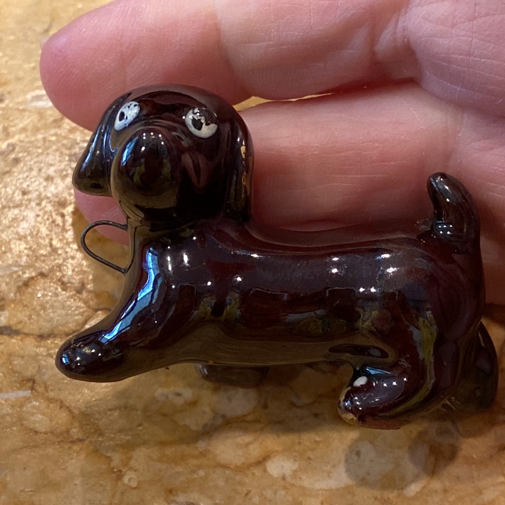 Antique ceramic dachshund wiener dog looking puppy dog